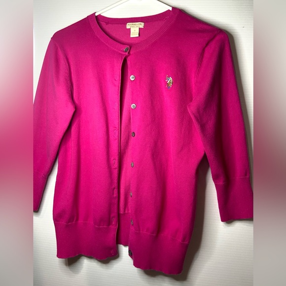 U.S. Polo Assn. Pink button up sweater. Women’s Small. - Picture 3 of 4